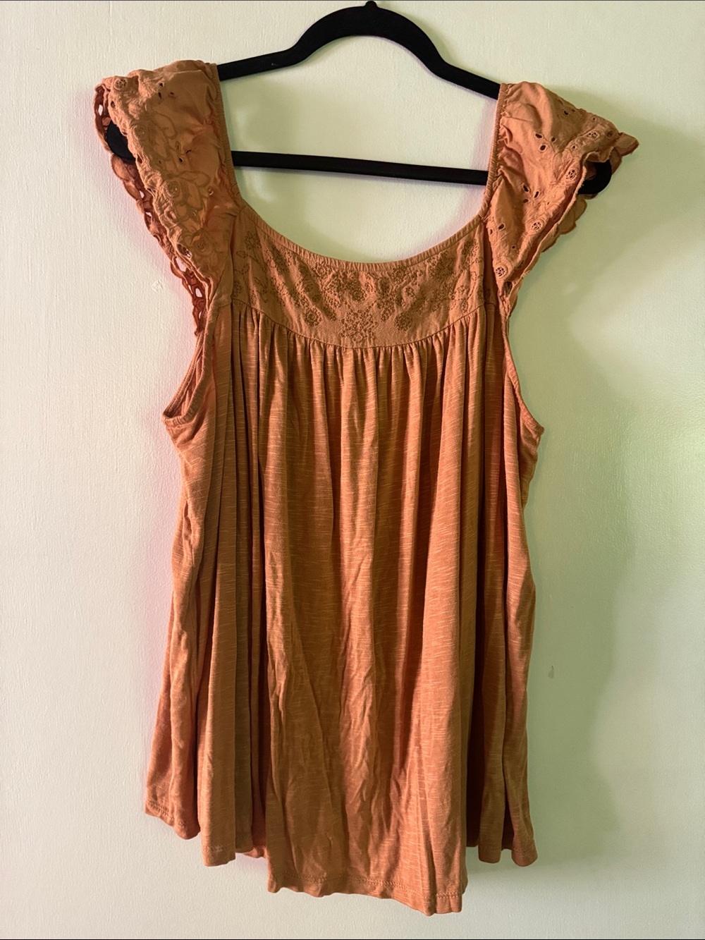 torrid Peach Eyelet Ruffle Strap Tank